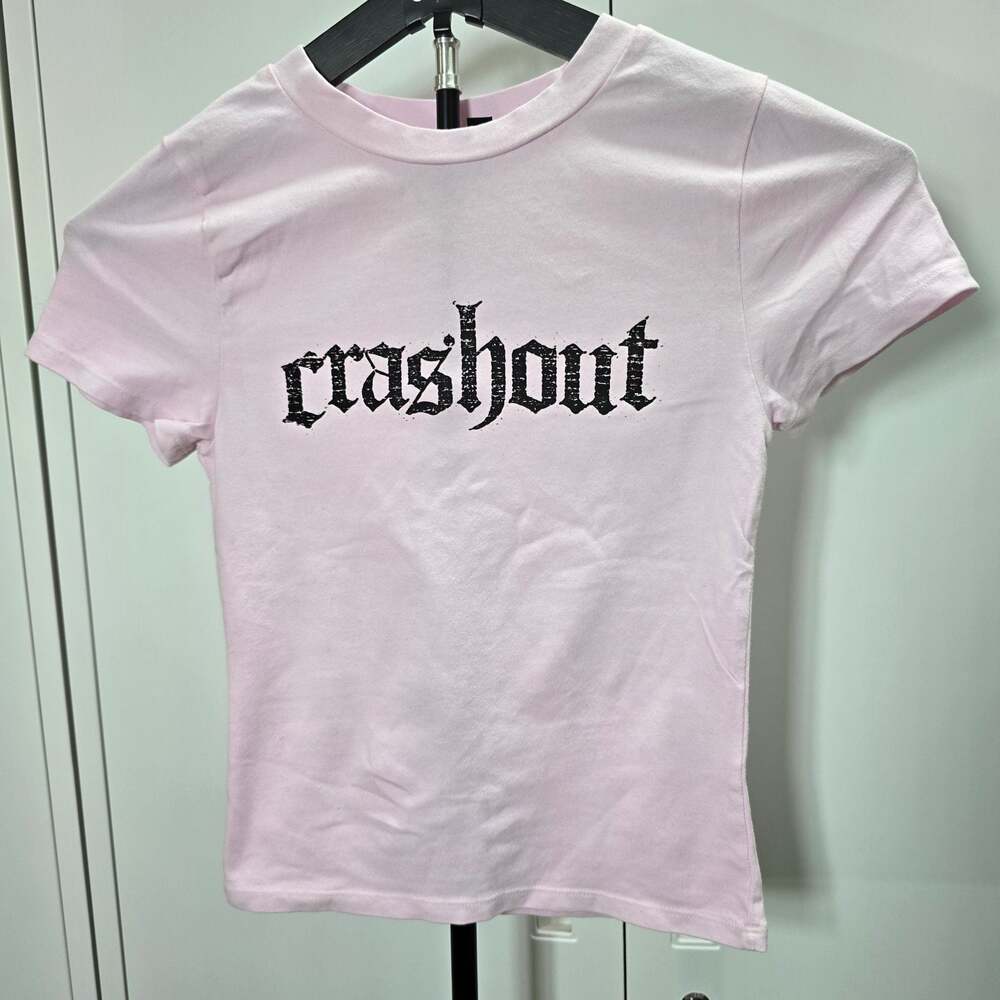 Windsor Crashout Baby Tee Graphic Pink Short Sleeve T-Shirt Size XS